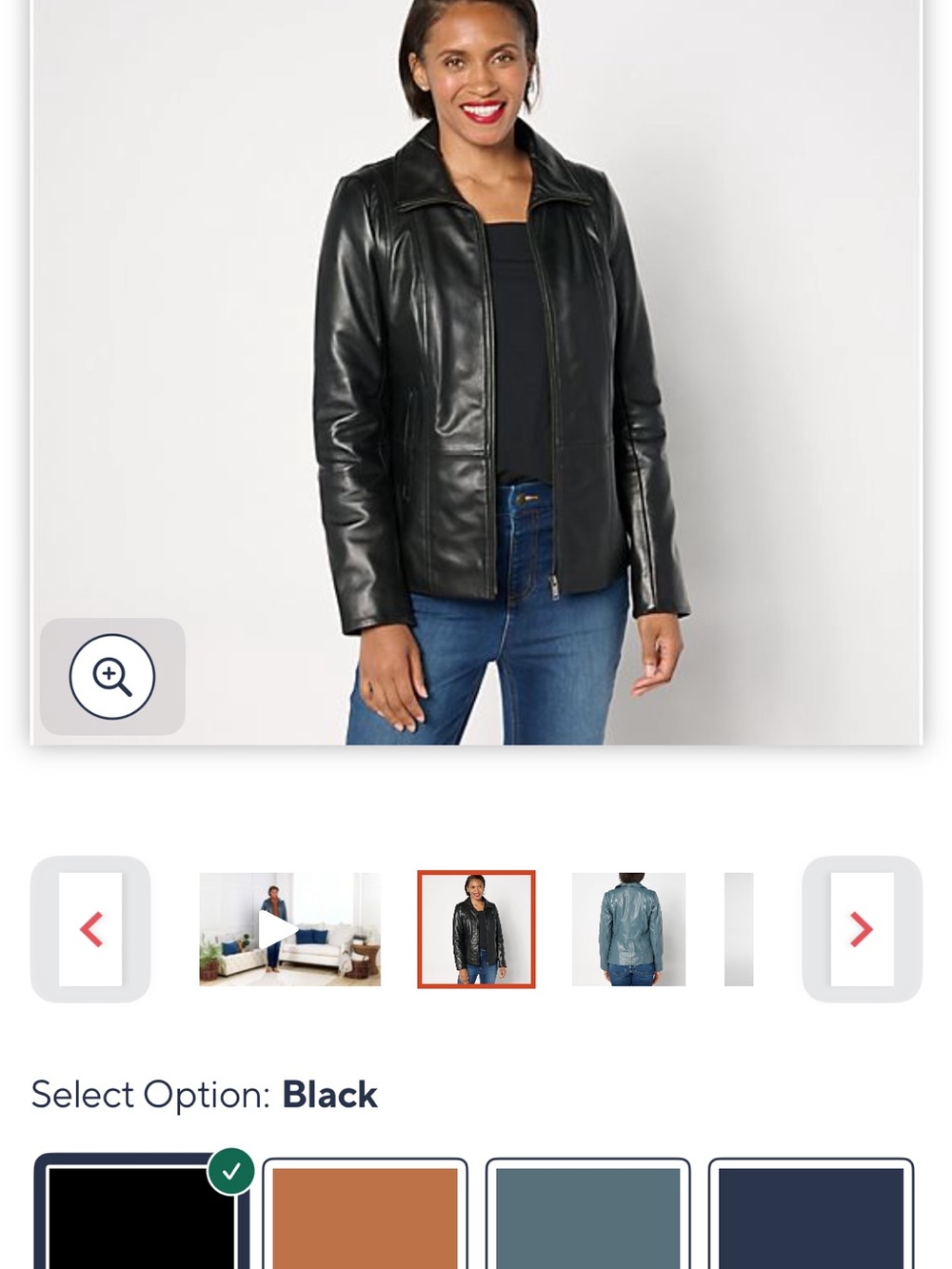 Denim&Co Black Leather Zip-Front Jacket for Women